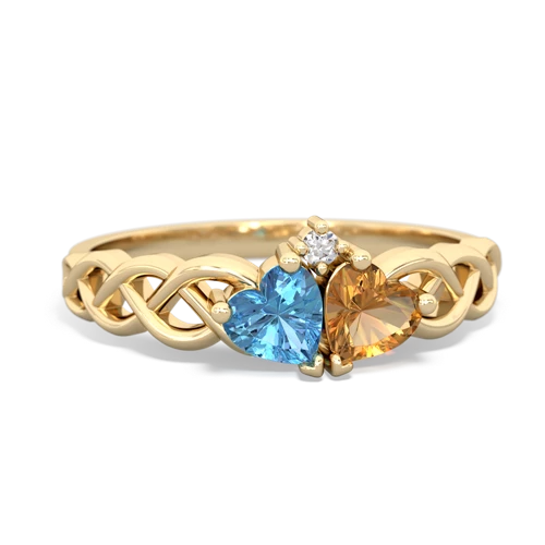 blue topaz-citrine celtic braid ring