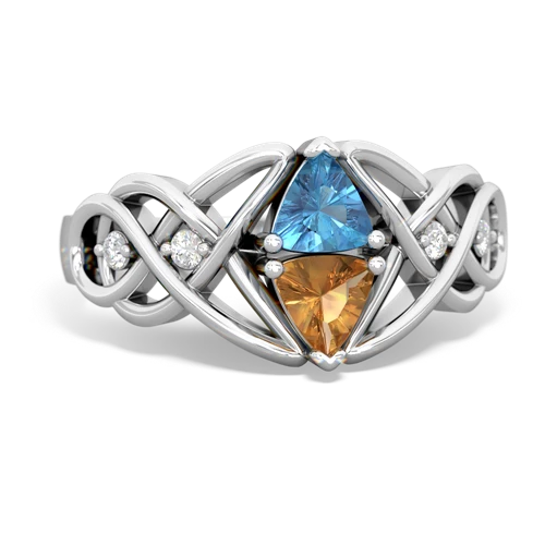 blue topaz-citrine celtic knot ring