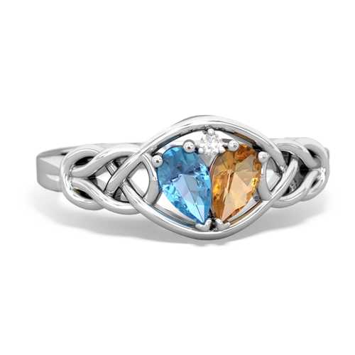 blue topaz-citrine celtic knot ring