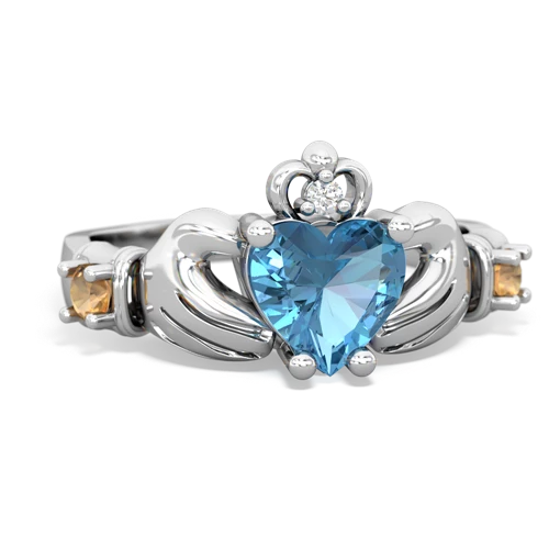 blue topaz-citrine claddagh ring