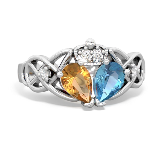 blue topaz-citrine claddagh ring