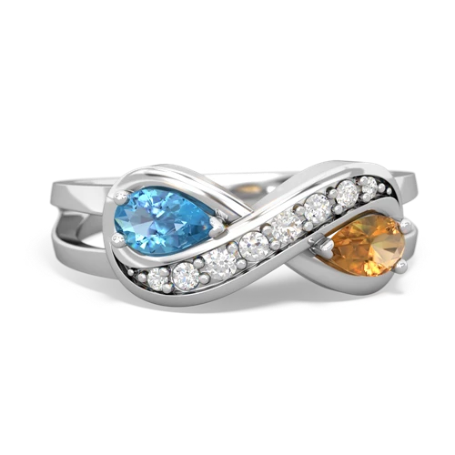 blue topaz-citrine diamond infinity ring