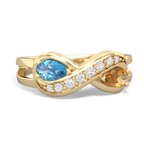 blue topaz-citrine diamond infinity ring