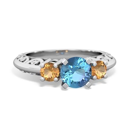 blue topaz-citrine engagement ring