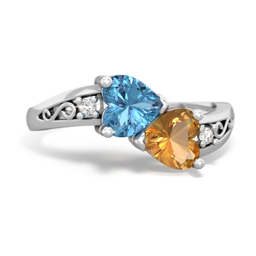 blue topaz-citrine filligree ring