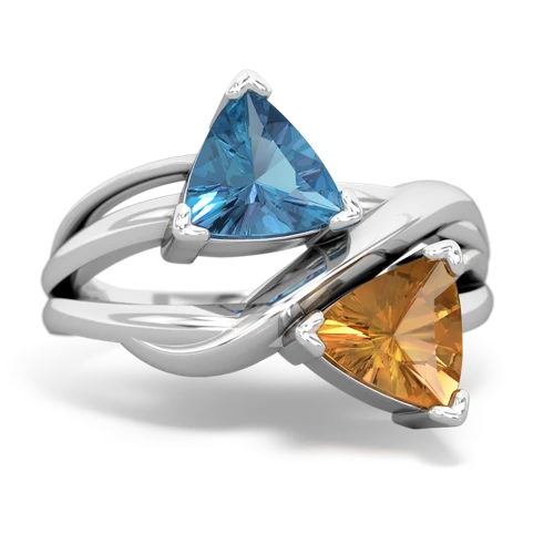 blue topaz-citrine filligree ring