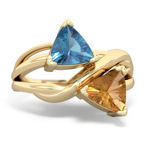 blue topaz-citrine filligree ring