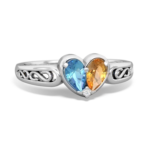 blue topaz-citrine filligree ring