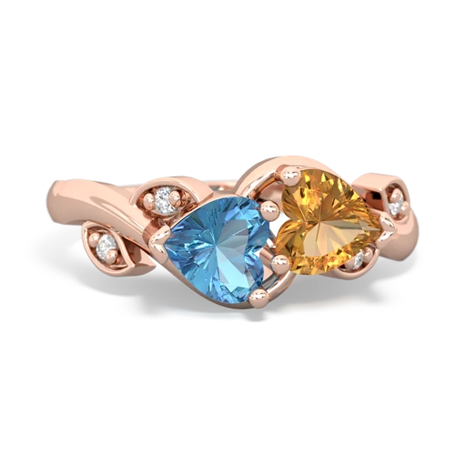 blue topaz-citrine floral keepsake ring