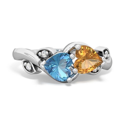 blue topaz-citrine floral keepsake ring