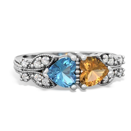 blue topaz-citrine keepsake butterfly ring