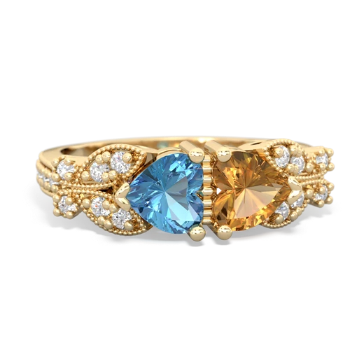 blue topaz-citrine keepsake butterfly ring