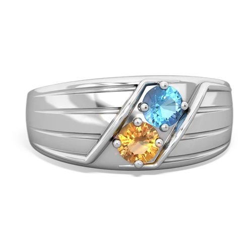 blue topaz-citrine mens ring