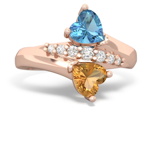 blue topaz-citrine modern ring