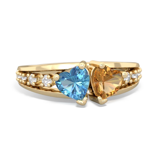 blue topaz-citrine modern ring