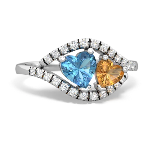 blue topaz-citrine mother child ring