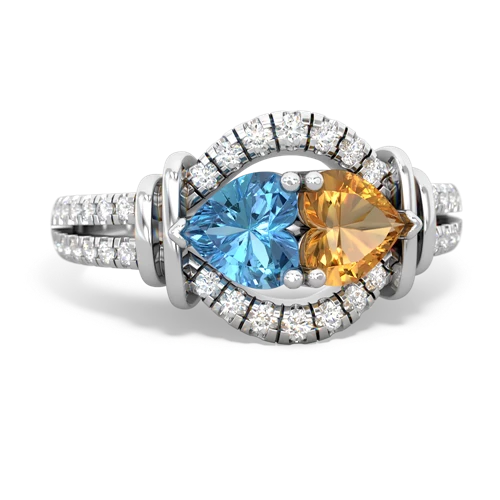 blue topaz-citrine pave keepsake ring