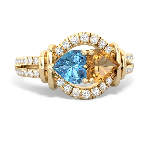 blue topaz-citrine pave keepsake ring