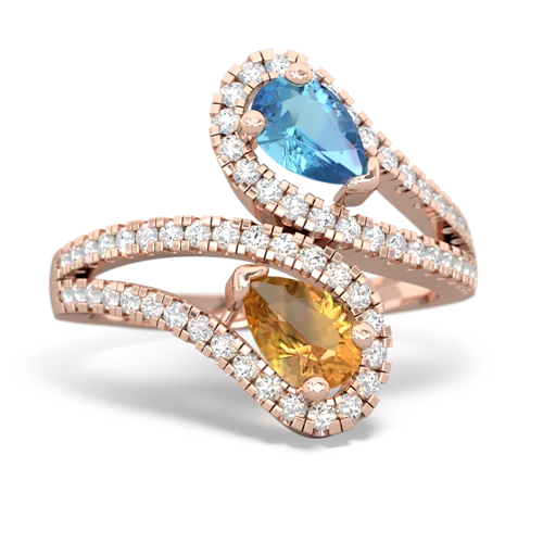 blue topaz-citrine pave swirls ring