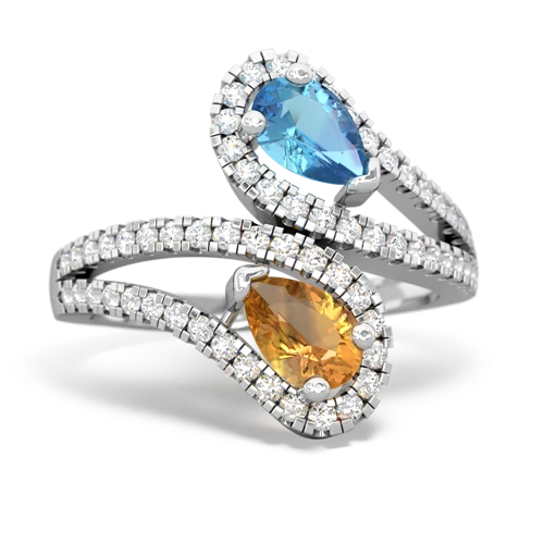 blue topaz-citrine pave swirls ring