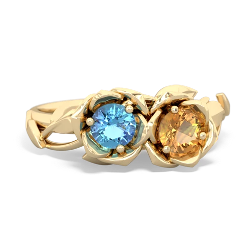 blue topaz-citrine roses ring