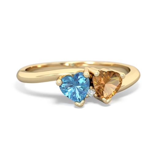 blue topaz-citrine sweethearts promise ring