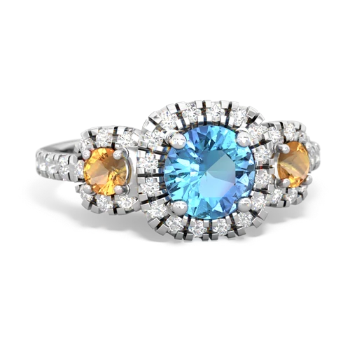 blue topaz-citrine three stone regal ring