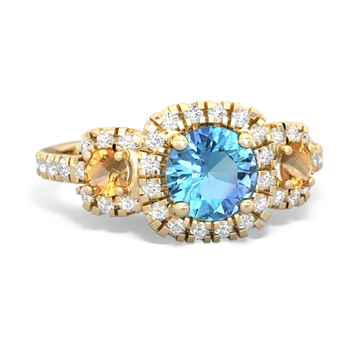 blue topaz-citrine three stone regal ring