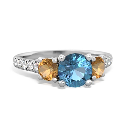 blue topaz-citrine trellis pave ring