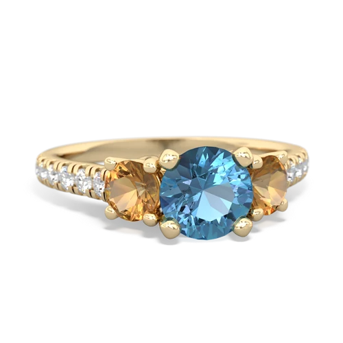 blue topaz-citrine trellis pave ring