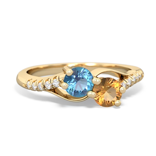 blue topaz-citrine two stone infinity ring