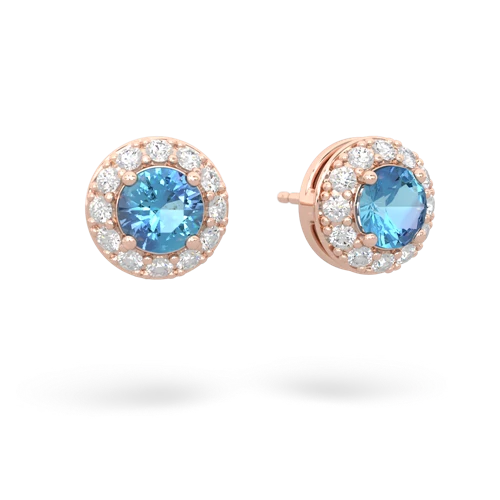 blue topaz classic halo earrings