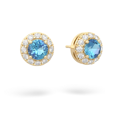 Blue Topaz Diamond Halo Genuine Swiss Blue Topaz earrings Earrings