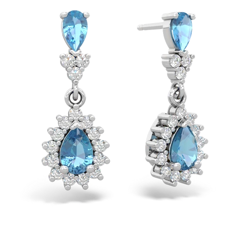 Blue Topaz Halo Pear Dangle Genuine Swiss Blue Topaz earrings Earrings