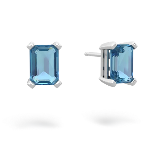 blue topaz emerald cut stud earrings