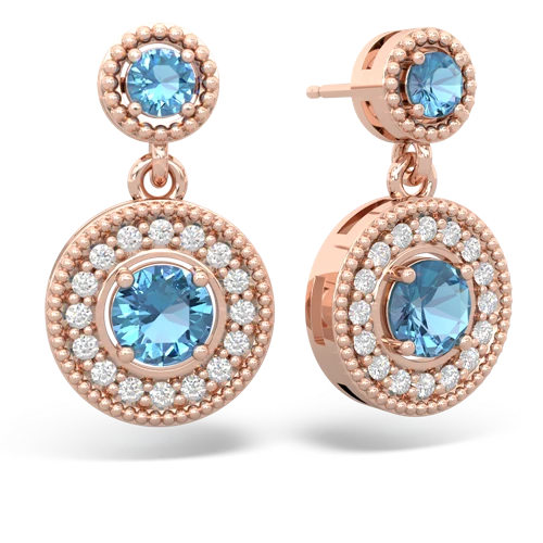 blue topaz halo earrings