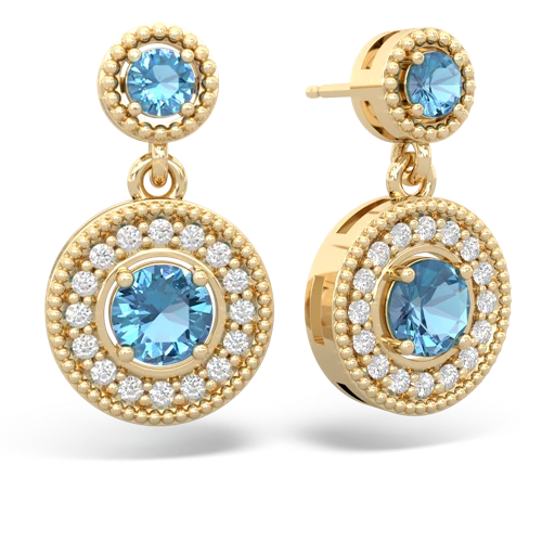 blue topaz halo earrings