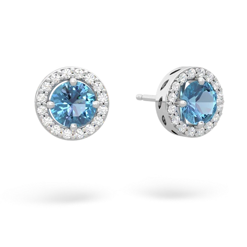 blue topaz halo earrings