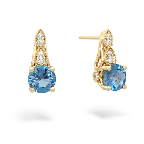 blue topaz halo drop earrings