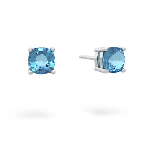 Blue Topaz Checkerboard Cushion Stud Genuine Swiss Blue Topaz earrings Earrings