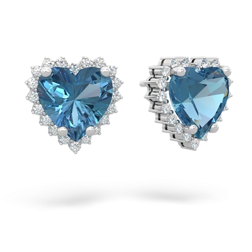 Blue Topaz Halo Heart Genuine Swiss Blue Topaz earrings Earrings