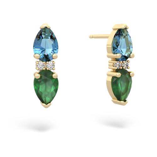 blue topaz-emerald bowtie earrings