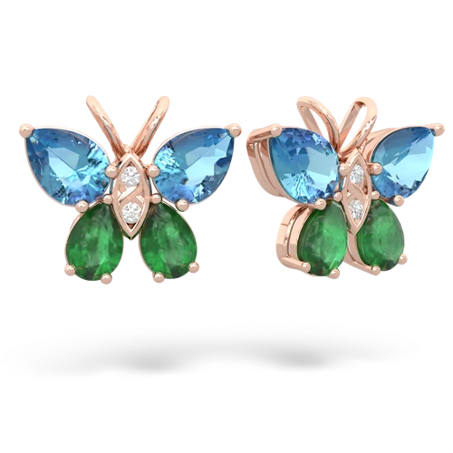 blue topaz-emerald butterfly earrings