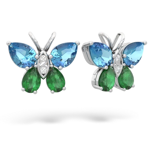 blue topaz-emerald butterfly earrings