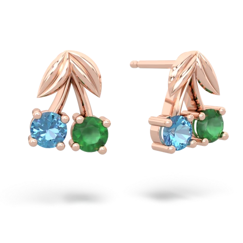 blue topaz-emerald cherries earrings