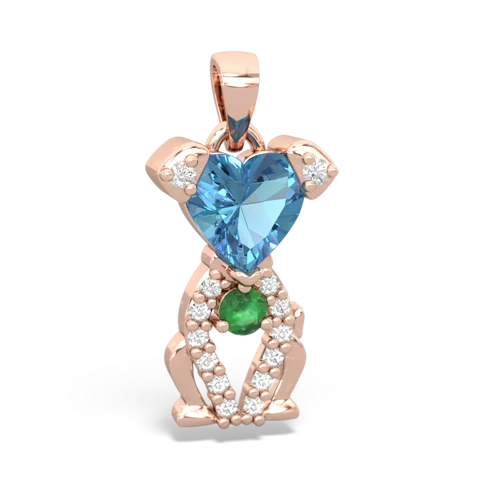 blue topaz-emerald birthstone puppy pendant