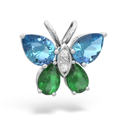 blue topaz-emerald butterfly pendant