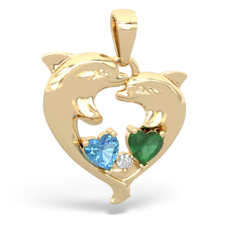 blue topaz-emerald dolphins pendant