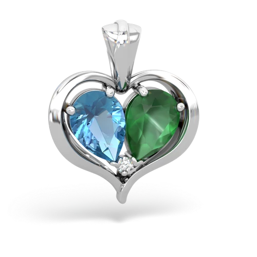 blue topaz-emerald half heart whole pendant