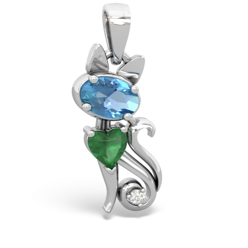 blue topaz-emerald kitten pendant